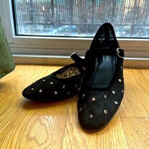 Jeffrey Campbell Black Studded Mesh Mary Jane Flats
